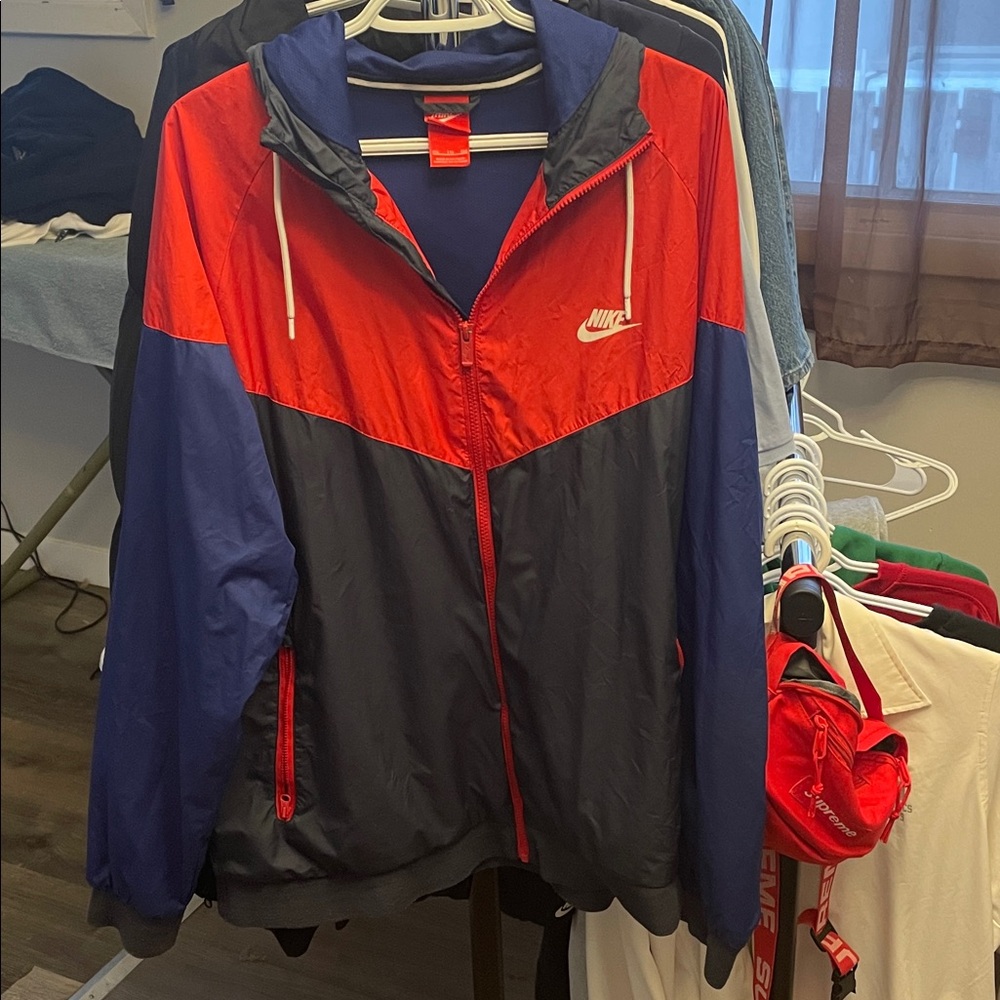Nike Red and Navy Hooded Jacket